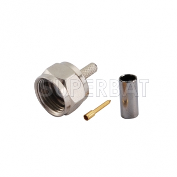 F Plug Male Connector Straight Crimp RG179