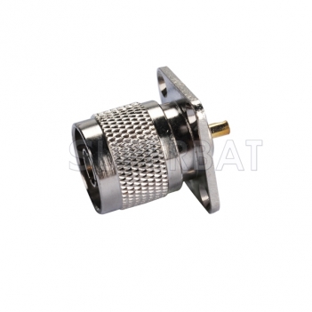 N Plug Male Connector Straight 4 Hole Flange Solder