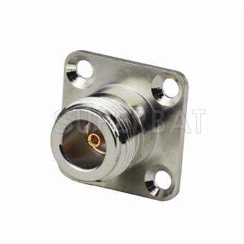 N Jack Female Connector Straight 4 Hole Flange Solder for Semi-Rigid .086" RG405 Cable