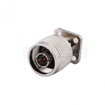 N Plug Male Connector Straight 4 Hole Flange Solder