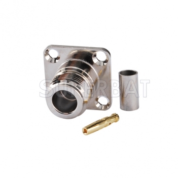 N Jack Female Connector Straight 4 Hole Flange Crimp LMR-195