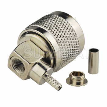 N Type male right angle crimp rf coaxial connector for RG316 RG174 cable