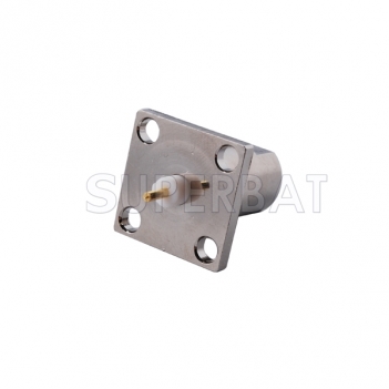 FME Plug Male Connector Straight 4 Hole Flange Solder