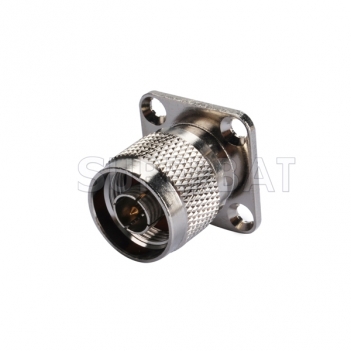 N Plug Male Connector Straight 4 Hole Flange Solder