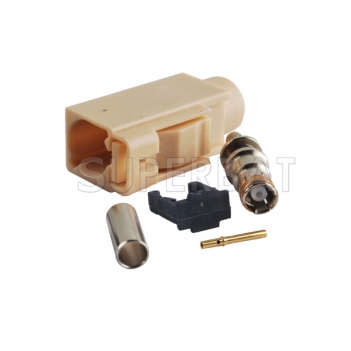 Superbat Fakra crimp Jack Female connector Code I- Beige/1001 for Bluetooth RG316 RG174