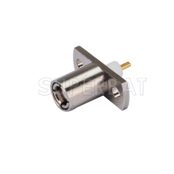 SMB Plug Female Straight 2 Hole Flange Solder Connector