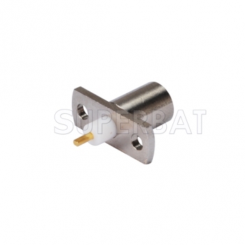 SMB Plug Female Straight 2 Hole Flange Solder Connector