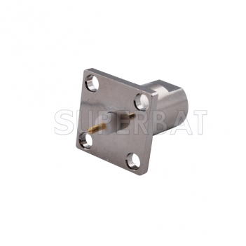 FME Plug Male Connector Straight 4 Hole Flange Solder