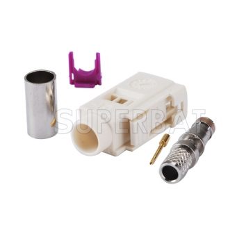 Superbat Fakra White code B female crimp connector for LMR195 RG58