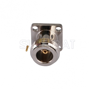 N Jack Female Connector Straight 4 holes Flange Solder for Semi-Rigid .086" RG405 Cable