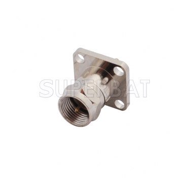 F Plug Male Connector Straight 4 Hole Flange Solder