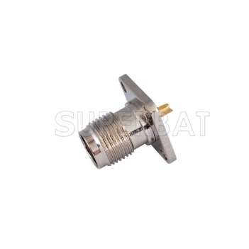 TNC Jack Female Connector Straight 4 Hole Flange Solder