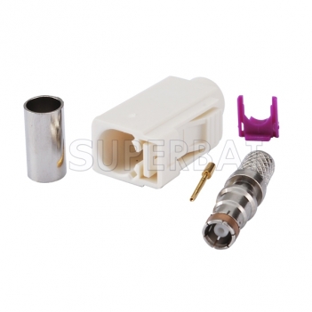 Superbat Fakra White code B female crimp connector for LMR195 RG58