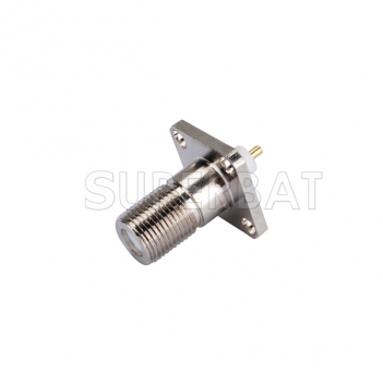 F Jack Female Connector Straight 4 Hole Flange Solder