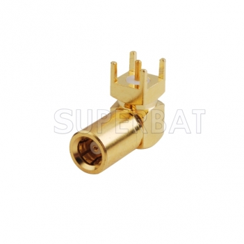 SMB Female Plug PCB Mount Right Angle Solder Connector