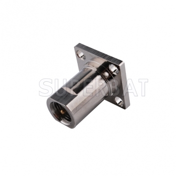 FME Plug Male Connector Straight 4 Hole Flange Solder