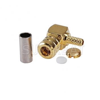 Gold Plated SMB Female Plug Right Angle RF Coaxial Connector for RG316 RG174