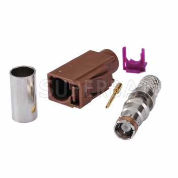 Superbat Fakra Brown /8011 code F female Connector for RG58 LMR195