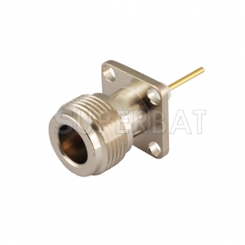 N Jack Female Connector Straight 4 Hole Flange Solder