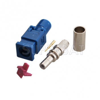 Superbat Blue Fakra crimp male plug connector for GPS telematics or navigation for RG58