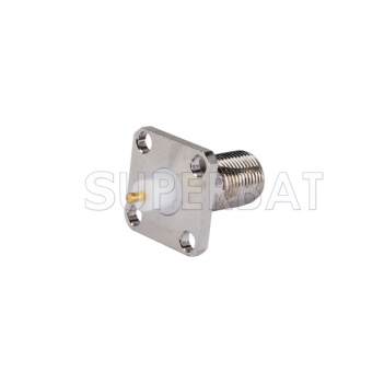 F Jack Female Connector Straight 4 Hole Flange Solder