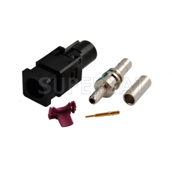 Superbat Fakra A crimp Plug male connector for Radio Without Phantom supply long version