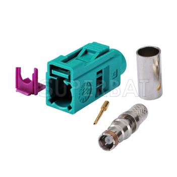 Superbat RF Fakra Z crimp Jack Female Connector Waterblue /5021 Neutral coding for cable LMR195,RG58