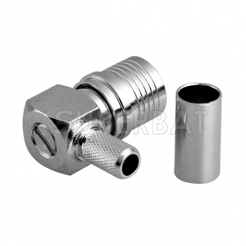 QMA Plug Male Connector  Right Angle None Crimp LMR-195