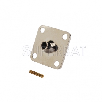 TNC Jack Female Connector Straight 4 Hole Flange Solder for Semi-Rigid .141" RG402