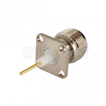 N Jack Female Connector Straight 4 Hole Flange Solder