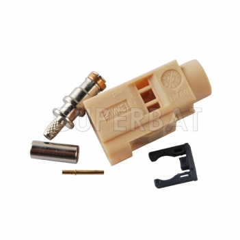 Superbat Fakra crimp Jack Female connector Code I- Beige/1001 for Bluetooth RG316 RG174