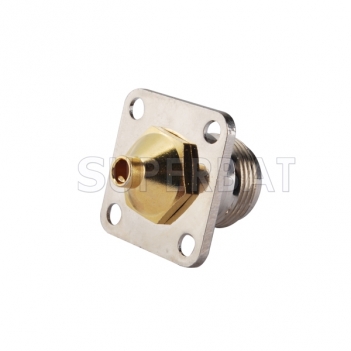 N Jack Female Connector Straight 4 Hole Flange Solder for Semi-Rigid .141" RG402