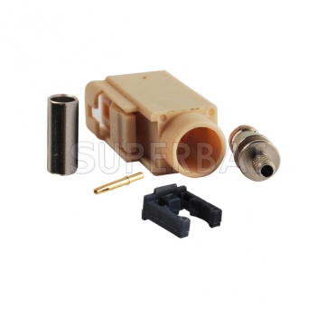 Superbat Fakra crimp Jack Female connector Code I- Beige/1001 for Bluetooth RG316 RG174