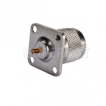 N Plug Male Connector Straight 4 Hole Flange Solder