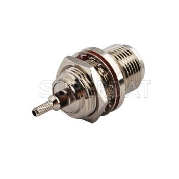 N Jack Female Connector Straight Bulkhead With O-Ring Crimp RG316