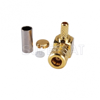 Gold Plated SMB Female Plug Right Angle RF Coaxial Connector for RG316 RG174