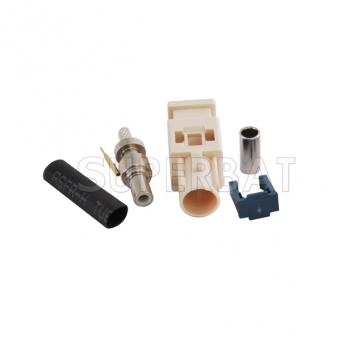 Superbat Fakra B White Crimp Plug Male Connector Apply to Radio With Phantom supply long version