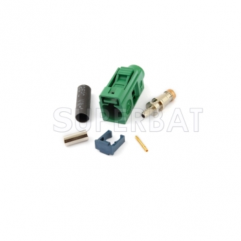 Superbat Fakra crimp Jack RF connector Green /6002 Car TV1 for RG316 RG174 LMR100