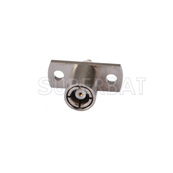 SMB Plug Female Straight 2 Hole Flange Solder Connector