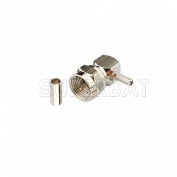 F Plug Male Connector Right Angle Crimp RG179