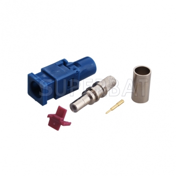 Superbat Blue Fakra crimp male plug connector for GPS telematics or navigation for RG58