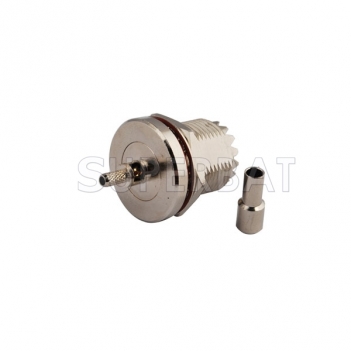 UHF Jack Female Connector Straight Bulkhead With O-Ring Crimp RG316