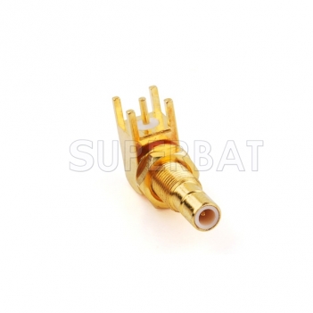 SMB Jack Male Bulkhead Right Angle Solder Connector