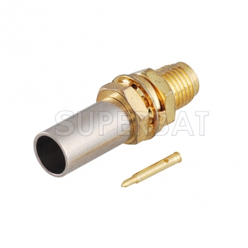 Superbat RP-SMA Jack Female (male pin) bulkhead Crimp Connector for LMR200