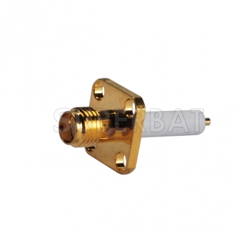SMA female 4 hole panel mount Jack with long extended dielectric