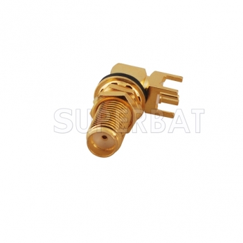 90 Degree SMA Jack Female Right Angle Bulkhead O-Ring PCB Connector