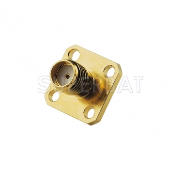 Customized Type SMA Female 4 Hole Flange Straight Solder Connector