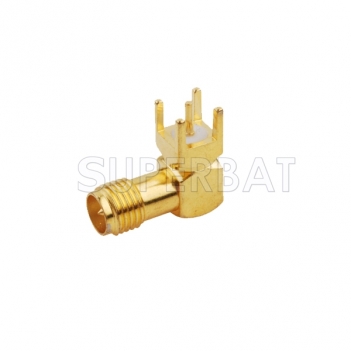 RP SMA Jack Male Right Angle Solder PCB Mount Connector