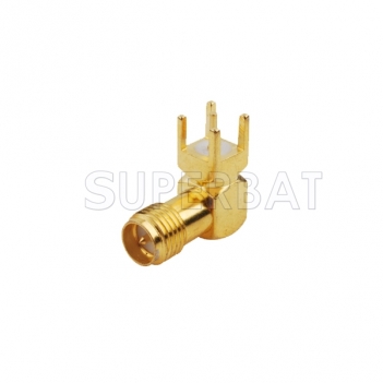 RP SMA Jack Male Right Angle Solder PCB Mount Connector