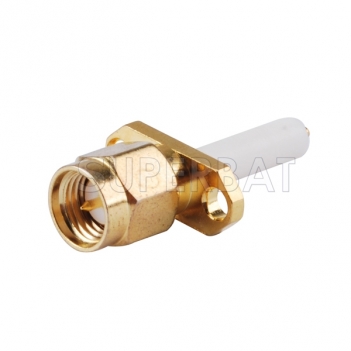 SMA Male 2 Hole Flange Plug Straight Solder Connector with long insulator